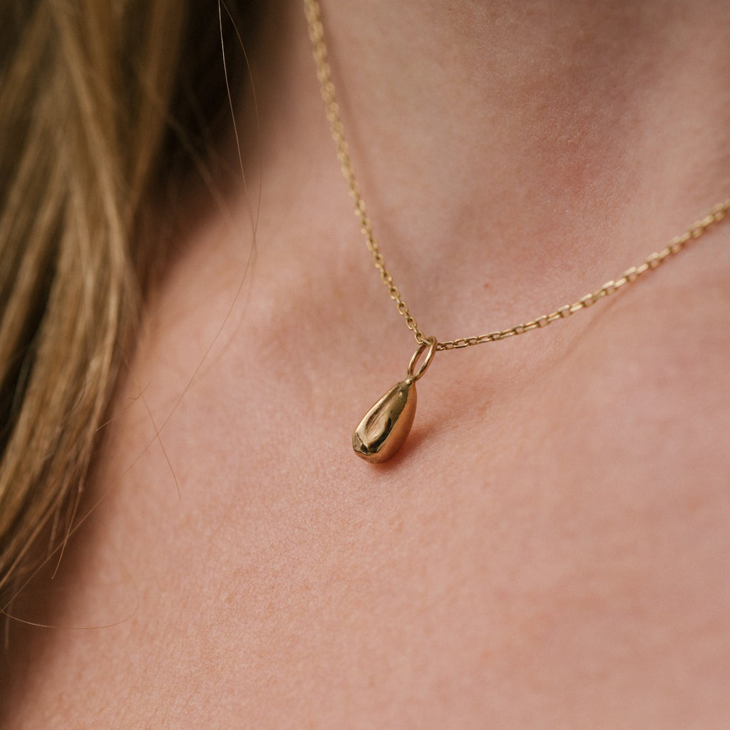 14K Gold Sunflower Seed Custom Precious Stone Charm